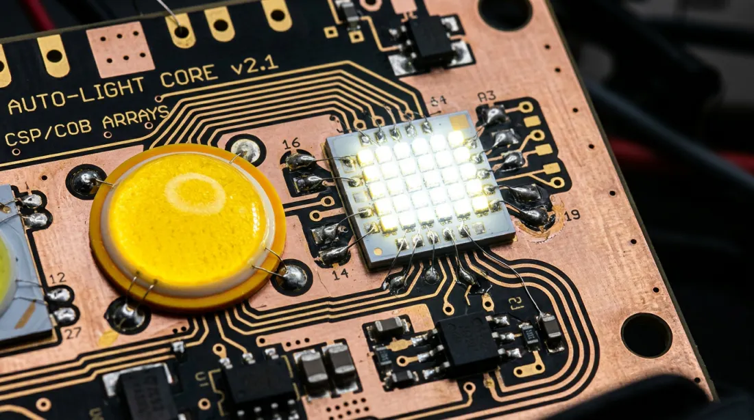 مقایسه انواع چیپ‌های هدلایت خودرو: چیپ CSP در برابر COB و Flip Chip